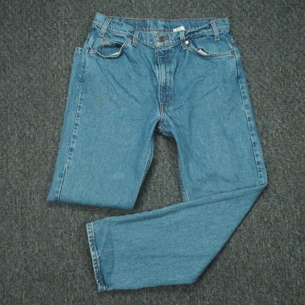 VINTAGE Levis Jeans Mens 33x30 Blue 505 Orange‎ Tab Straight 5 Pocket 90s Y2K